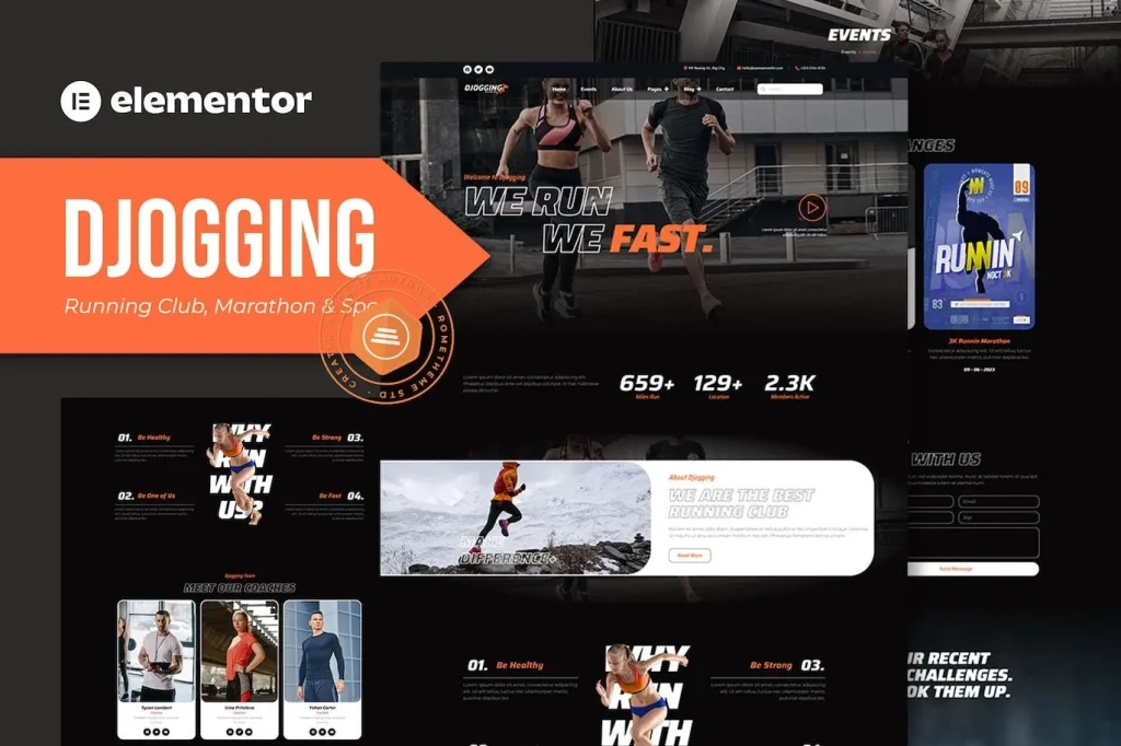 Djogging – Running Club Marathon & Sport Elementor Pro Template