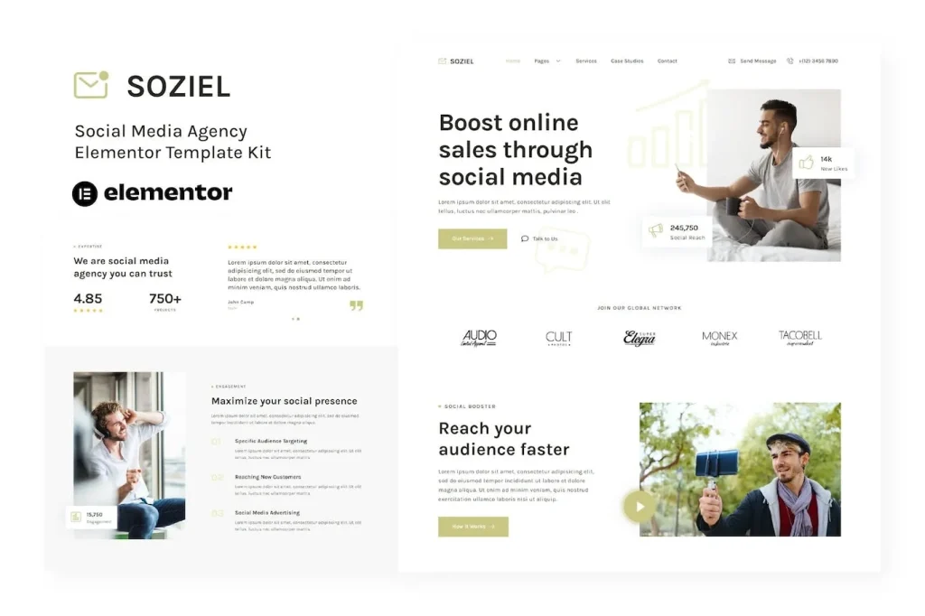 Soziel – Social Media Agency Elementor Template