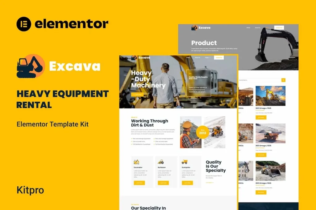 Excava – Heavy Equipment Rental Elementor Template