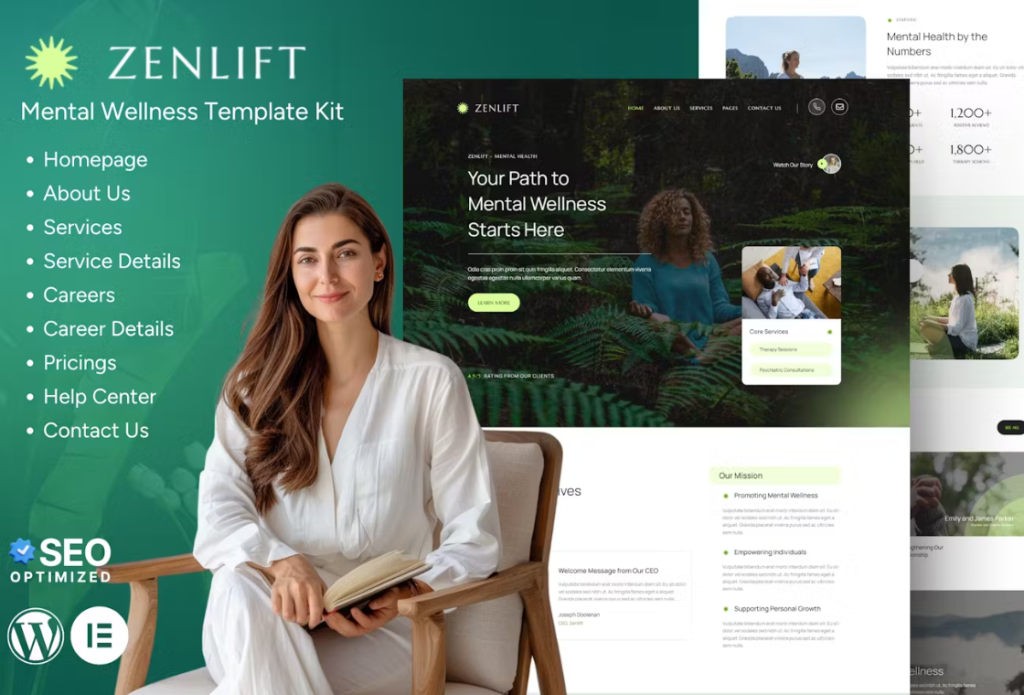 Zenlift – Mental Health Clinic & Consultation Elementor Template