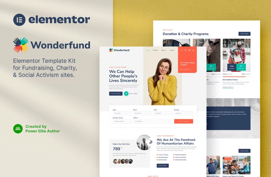 Wonderfund – Fundraising & Charity Elementor Template