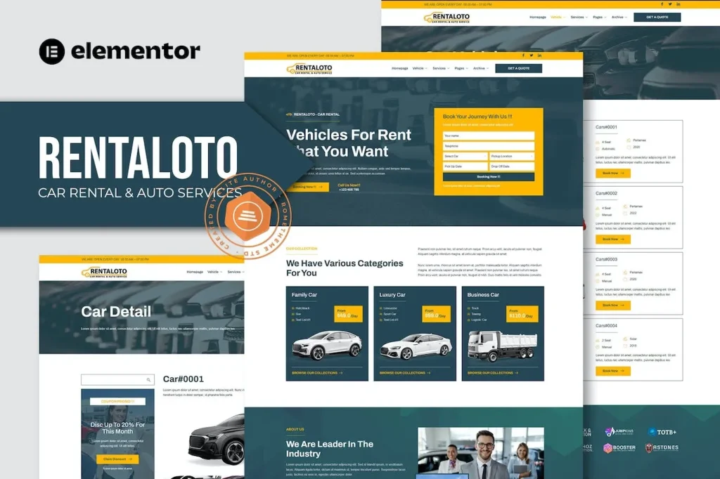 Rentaloto – Car Rental & Auto Services Elementor Template