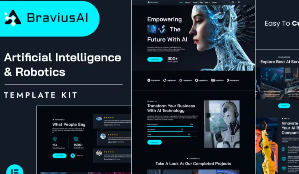BraviusAI – AI & Robotics Elementor Template