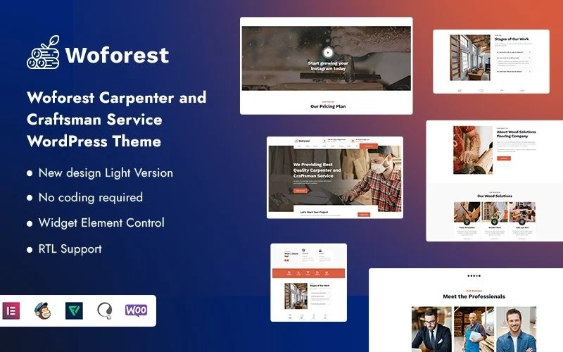 Woforest – Carpenter and Craftsman Service WordPress Theme