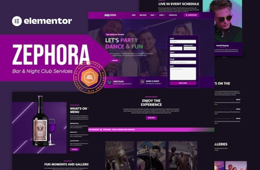 Zephora – Bar & Night Club Services Elementor Template