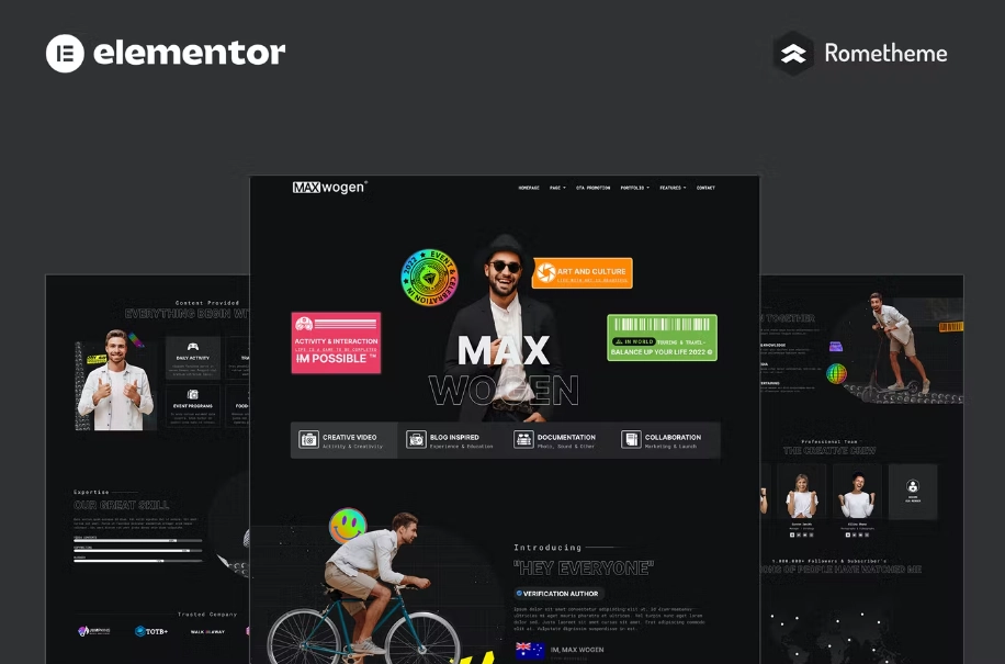 MAX – Content Creator Elementor Pro Full Site Template