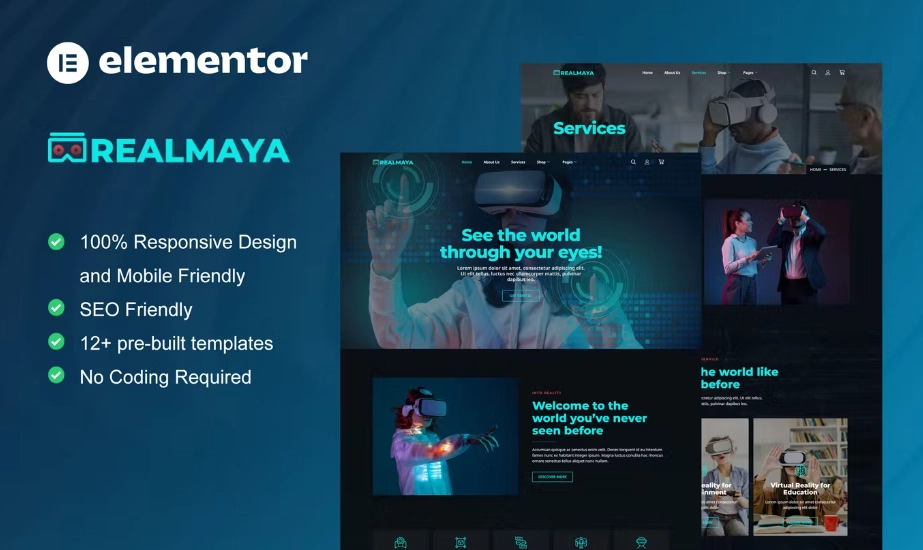 RealMaya – Virtual Reality Services & Shop Elementor Template