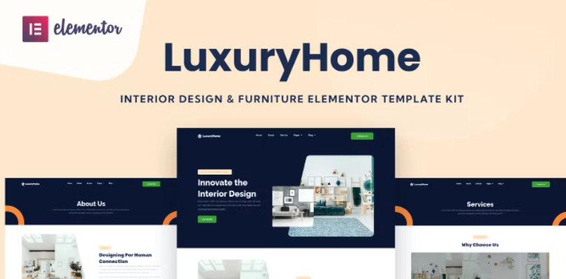 LuxuryHome – Interior Design & Furniture Elementor Template