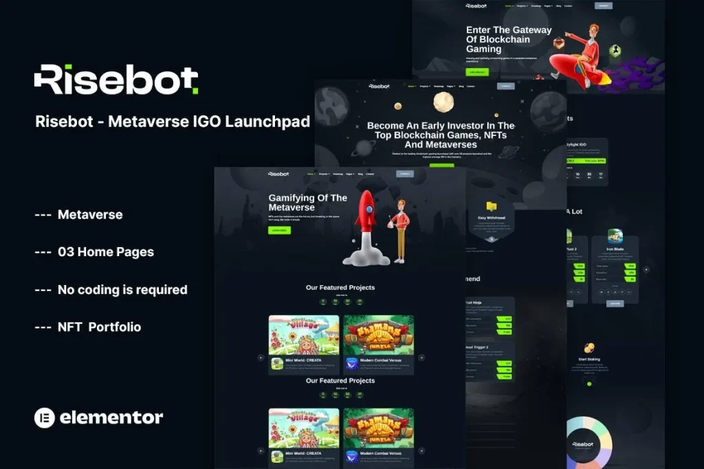 Risebot – Metaverse IGO Launchpad Elementor Template
