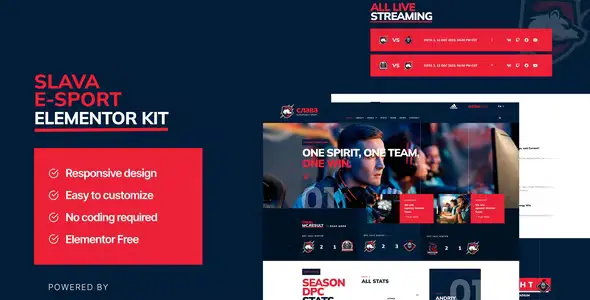 Slava Esport and Gaming Elementor Template Kit