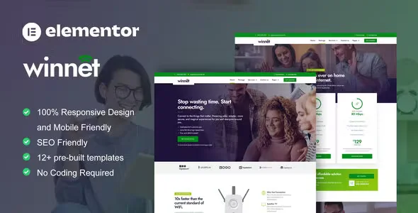 WinNet Broadband and Internet Elementor Template Kit