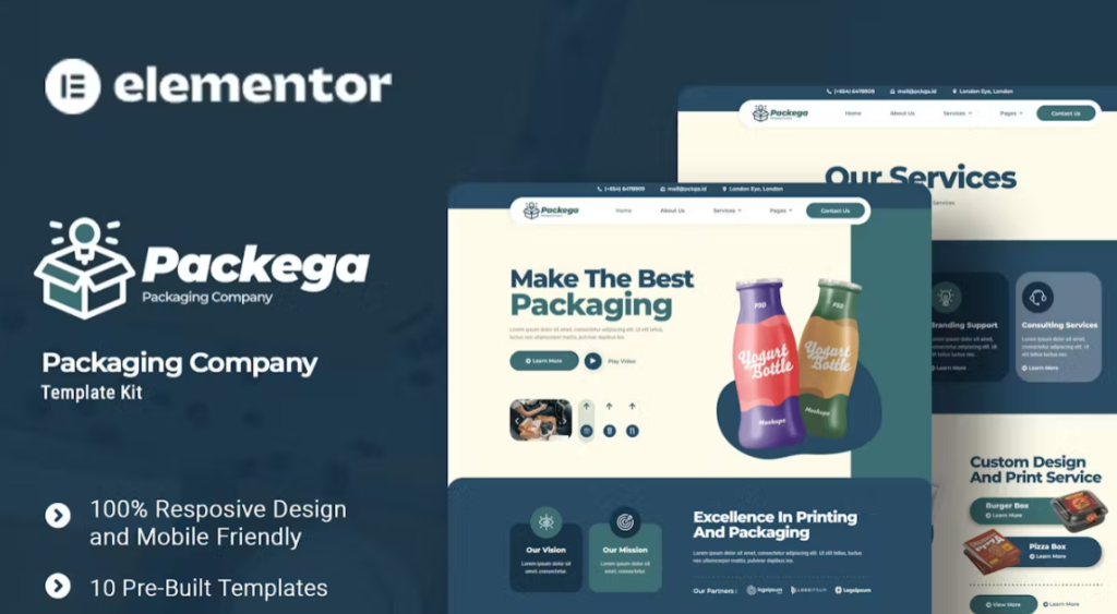 Packega – Packaging Company Elementor Template