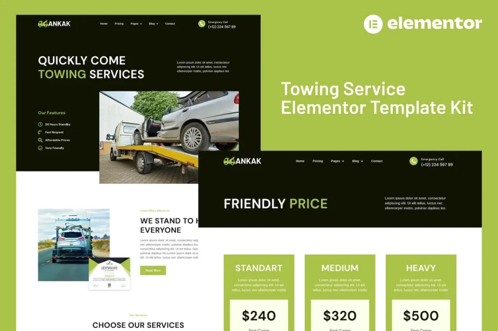 Ankak – Towing Services Elementor Pro Template