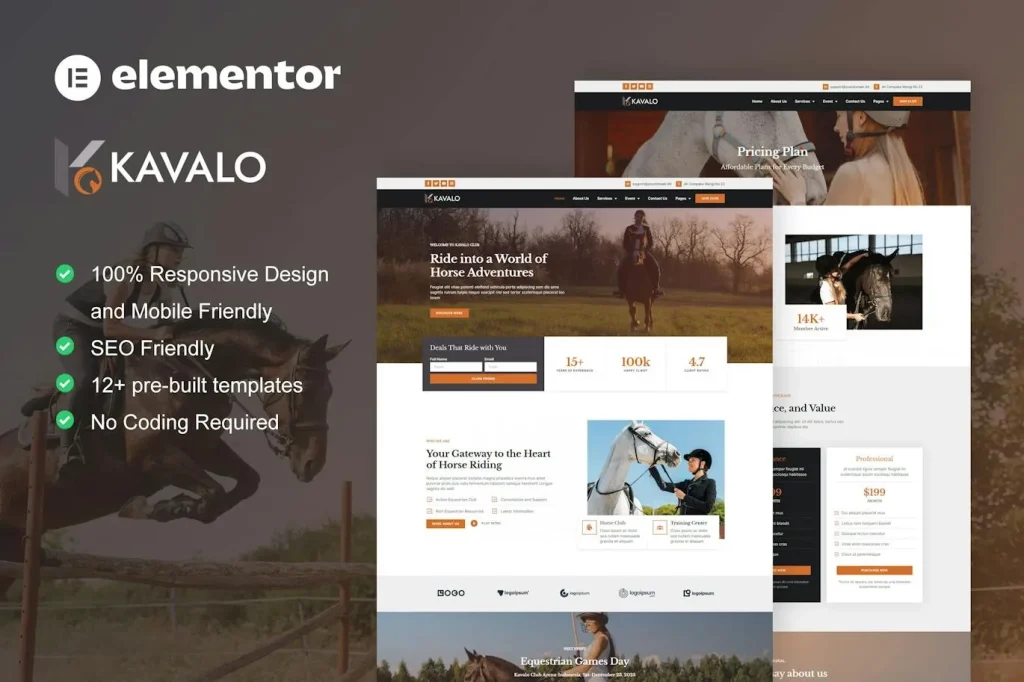 Kavalo – Horse Riding Club Elementor Pro Template