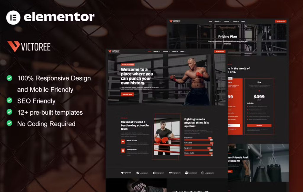 Victoree – Boxing School & Martial Arts Elementor Pro Template