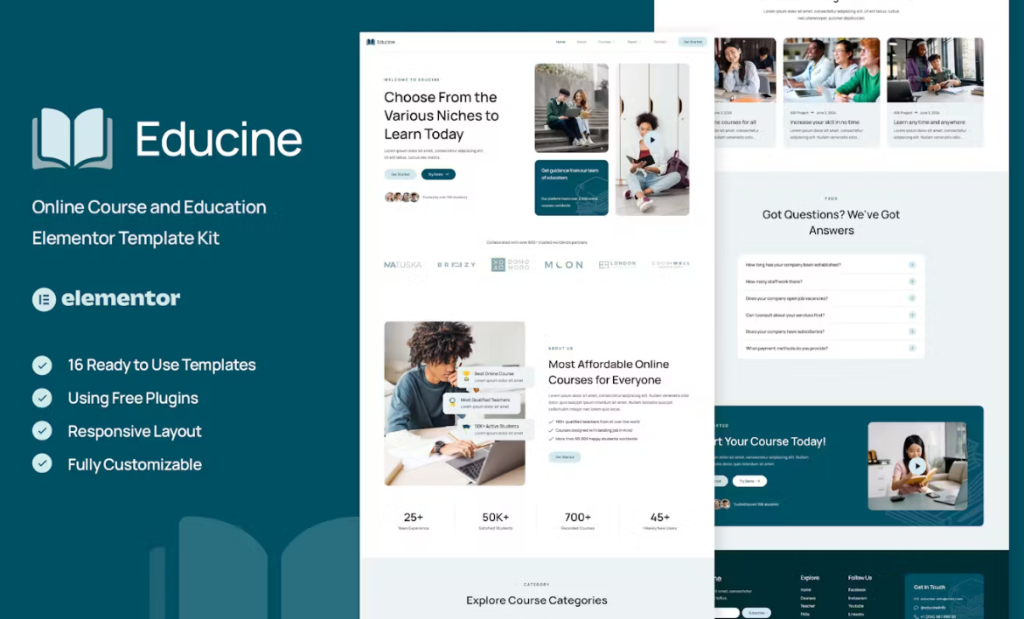 Educine – Online Course & Education Elementor Template
