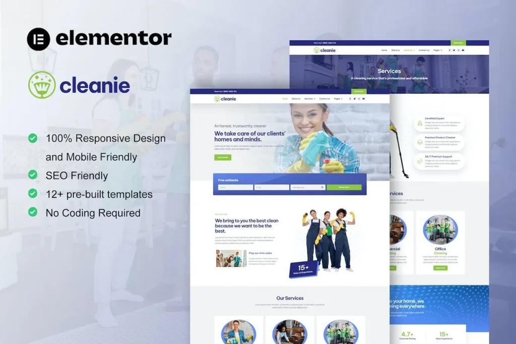Cleanie – Cleaning Service Company Elementor Template