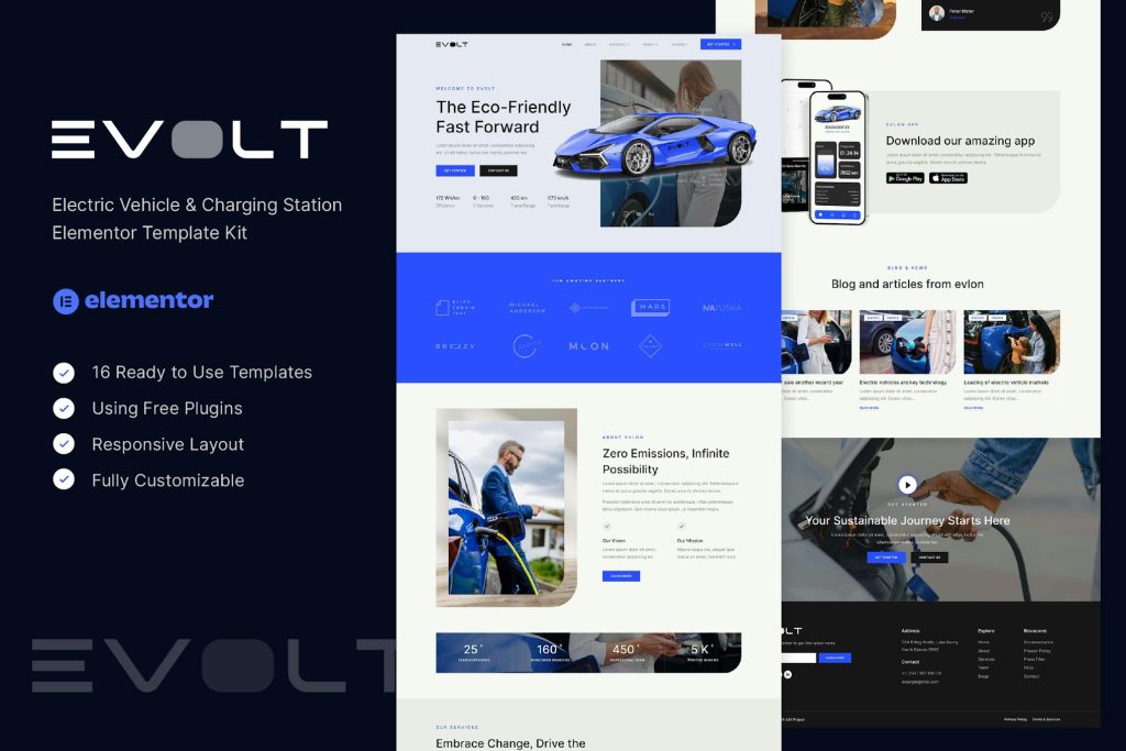 Evolt – Electric Vehicle & Charging Station Elementor Template