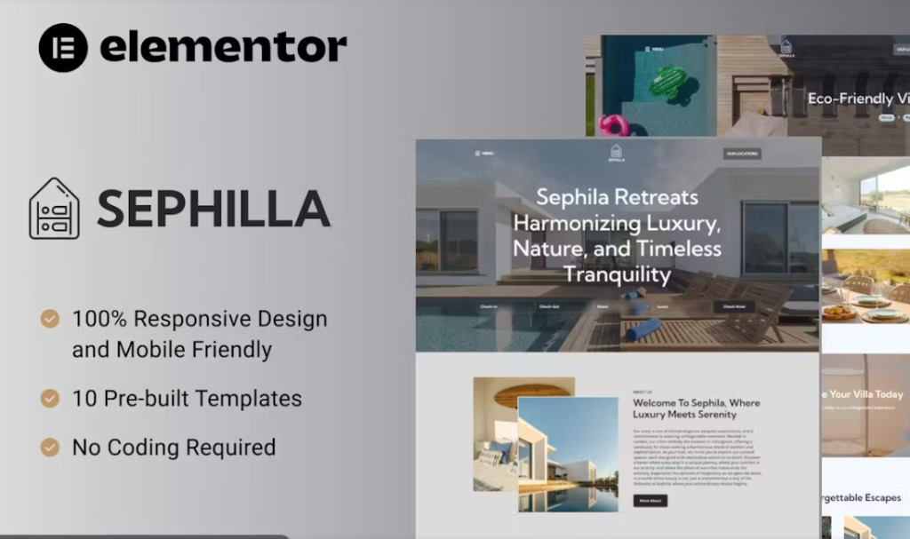 Sephilla – Premier Villa Showcase Elementor Template