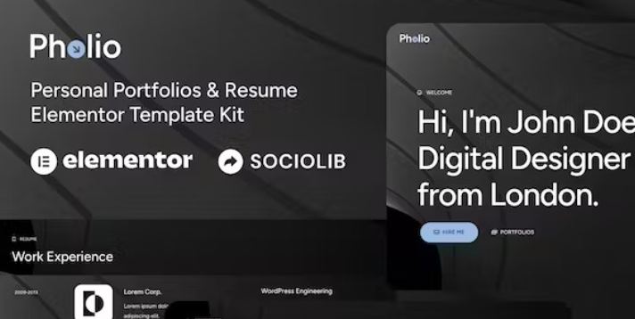 Pholio – Personal Portfolios & Resume Elementor Template