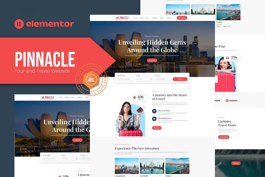 Pinnacle – Tour and Travel Elementor Template