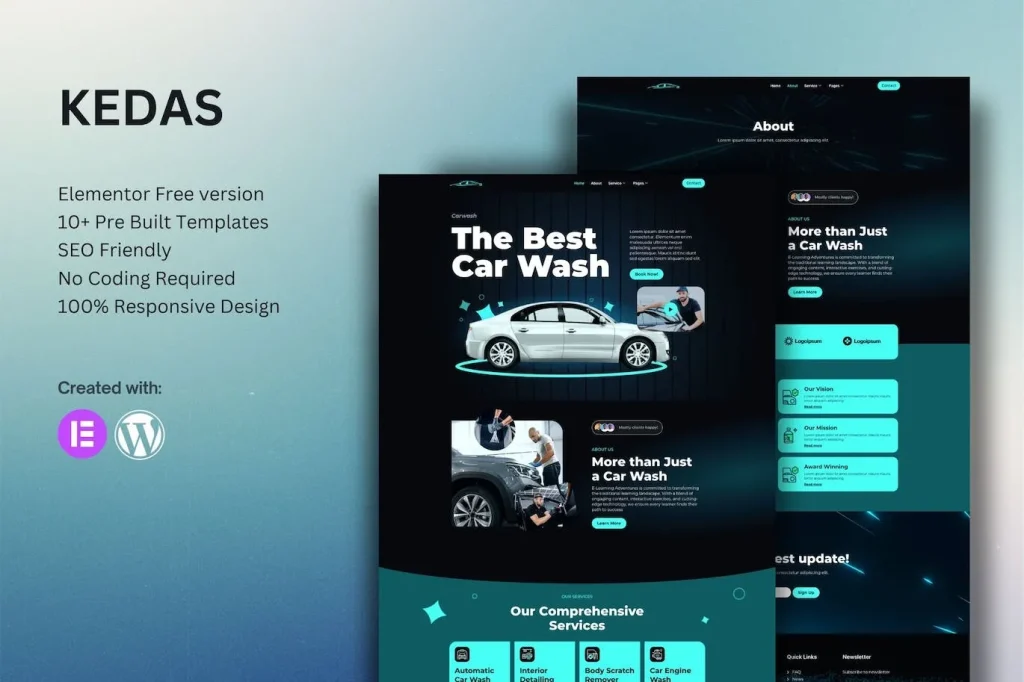 Kedas – Car Wash & Detailing Service Elementor Template