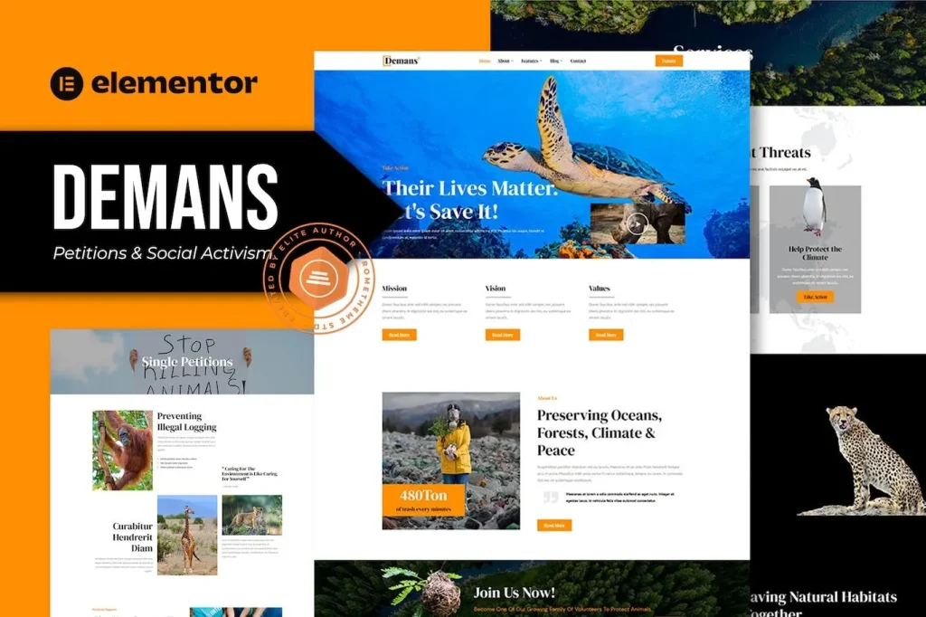 Demans – Petitions & Social Activism Elementor Pro Template