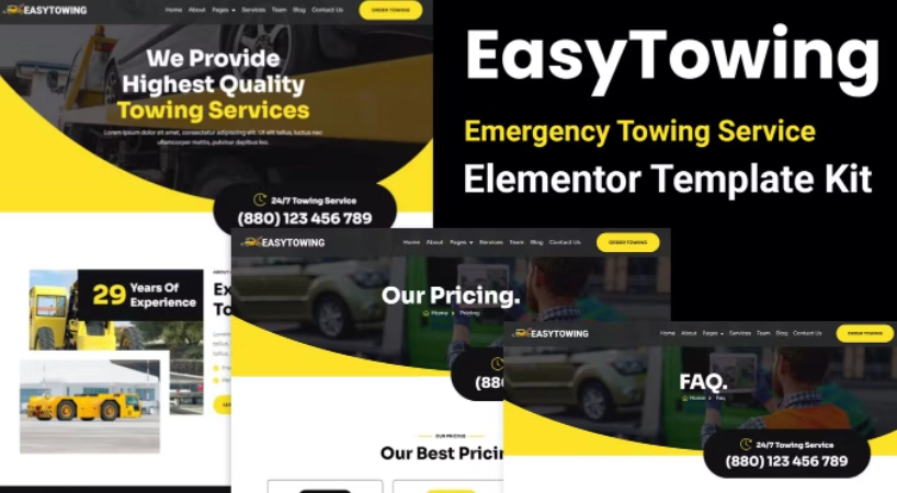 EasyTowing – Emergency Towing Service Elementor Template