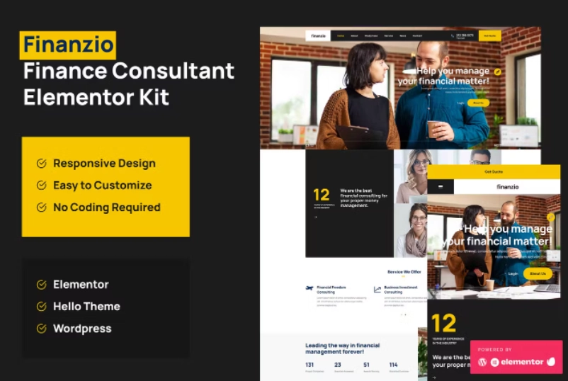 Finanzio – Financial Advisor Elementor Template