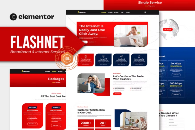 Flashnet – Broadband & Telecom Internet Provider Elementor Template