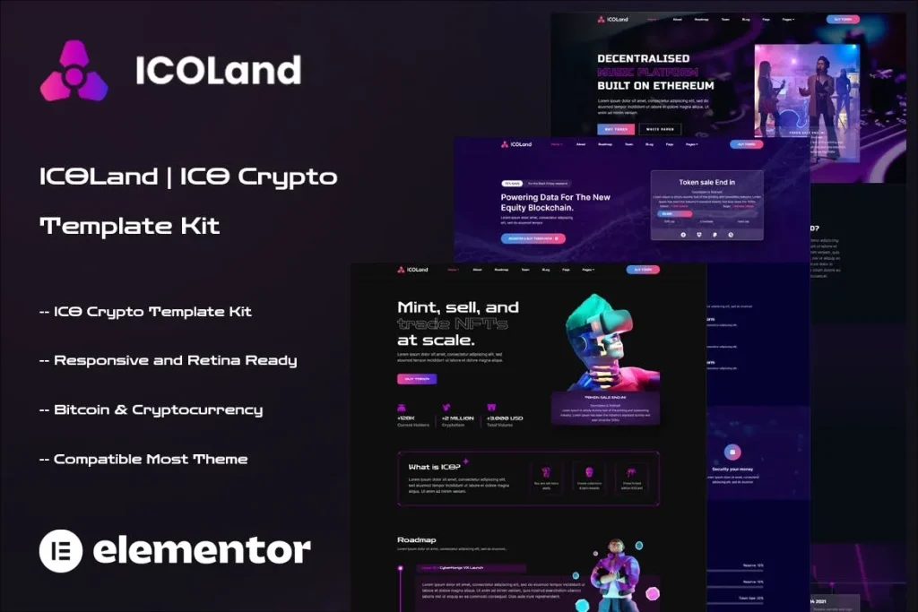 ICOLand – NFT Cryptocurrency Elementor Template
