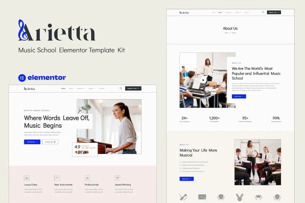 Arietta – Music School Elementor Template