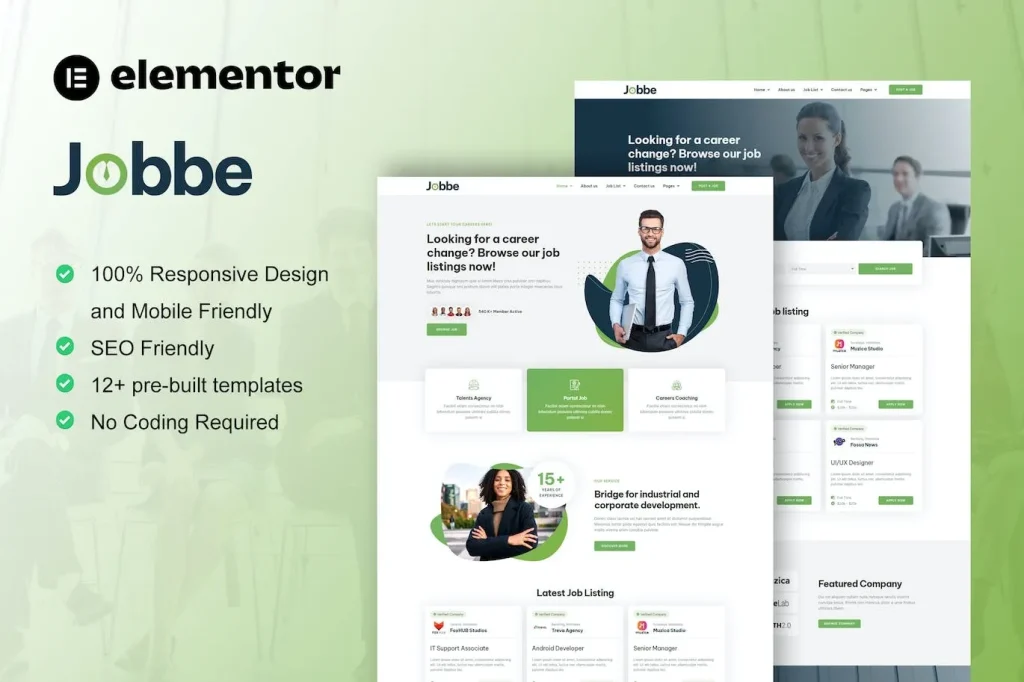 Jobbe – Job Listing & Recruitment Agency Elementor Template