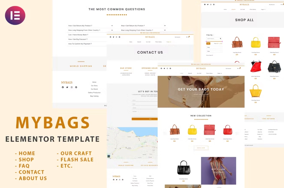 Mybags – Modern Commerce Elementor Template