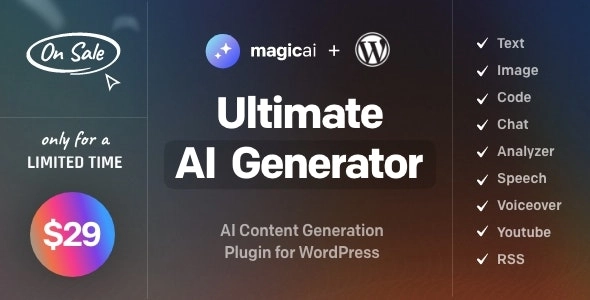 MagicAI for WordPress – AI Text, Image, Chat, Code, and Voice Generator