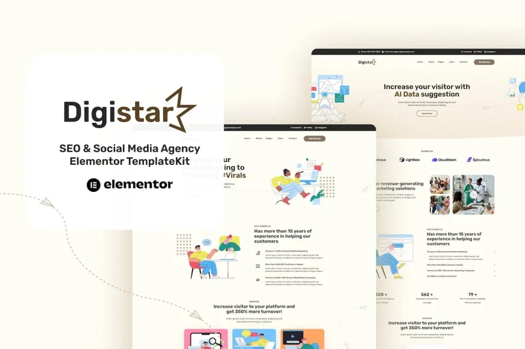 Digistar – SEO & Social Media Agency Elementor Templat
