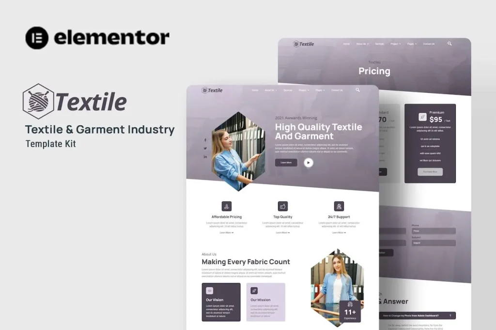 Textiles – Garment Industry Elementor Template