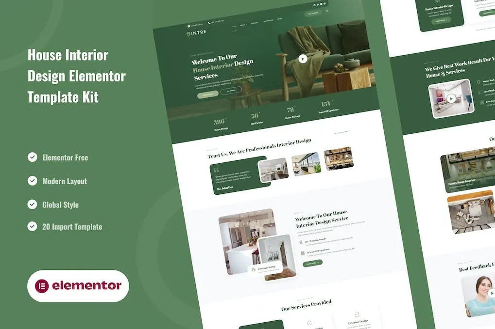 Intre – House Interior Design Service Elementor Template