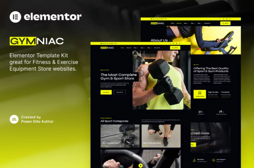 Gymniac – Fitness & Exercise Equipment Store Elementor Template