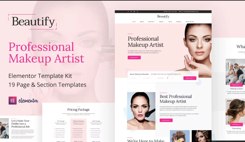 Beautify – Makeup Artist & Hair Stylist Elementor Template
