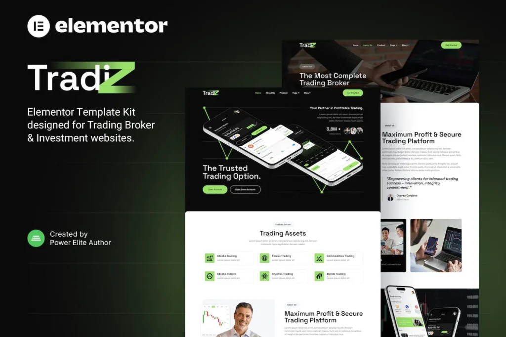 Tradiz – Trading Broker & Investment Elementor Template