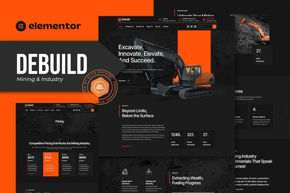 Debuild – Mining & Industry Elementor Pro Template