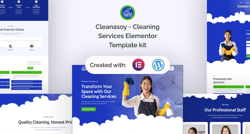 Cleanasoy – Cleaning Services Elementor Template
