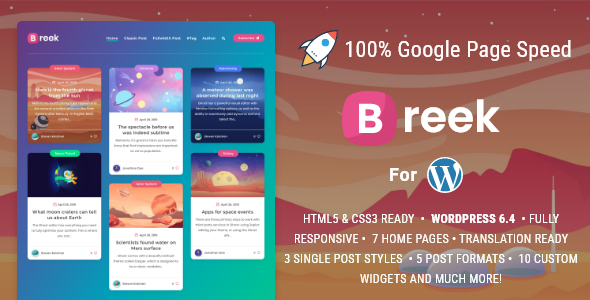 Breek – Minimal Lightweight Masonry AMP Theme for WordPress