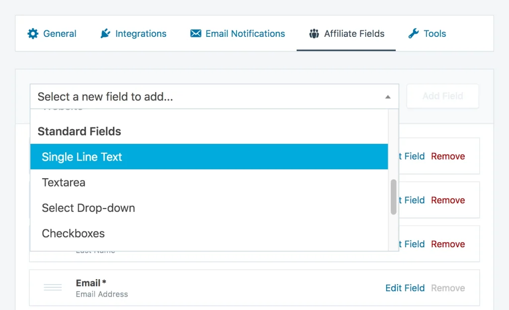 SliceWP Add-On – Custom Affiliate Fields