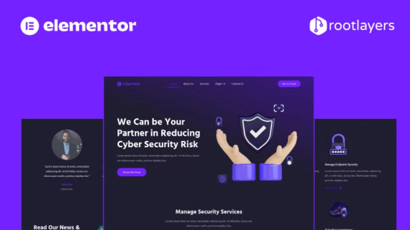 Cybertech – Cyber Security Elementor Pro Full Site Template