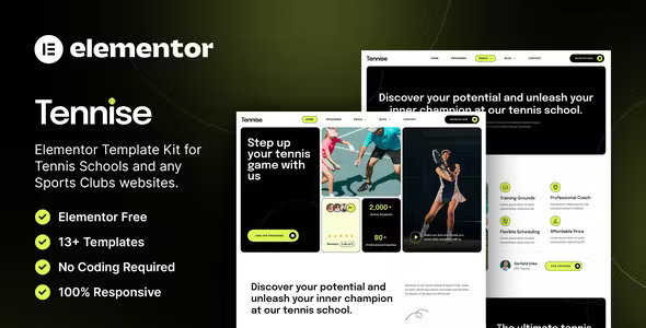 Tennise Tennis School Elementor Template Kit