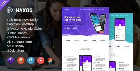 Naxos – App Landing Page WordPress Theme