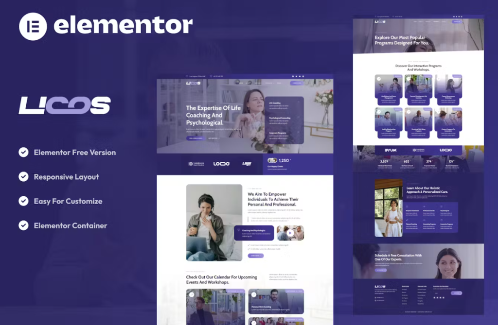 Licos – Life Coach & Psychologist Services Elementor Template