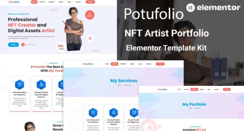 Potufolio – NFT Artist Portfolio Elementor Template